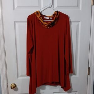 Susan Graver Rustic ColorTunic with Animal Print Collar